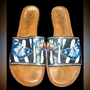 Brighton Africa Designer Beth Farrara  Leather Flip Flop Sandals  7 1/2